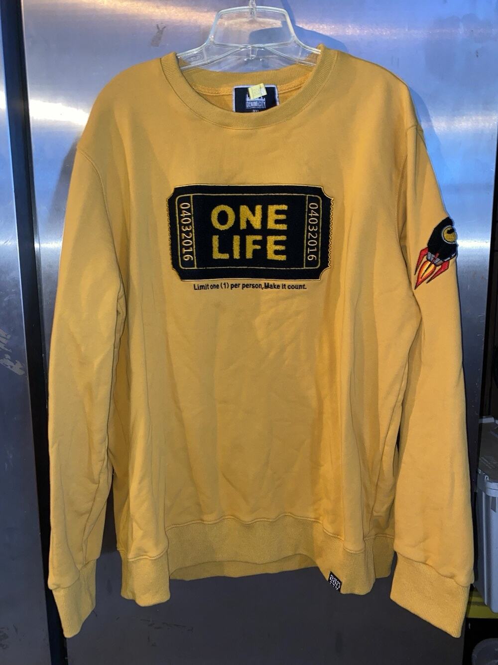DenimiCity "One Life Ticket" Crewneck Sweatshirt Yellow